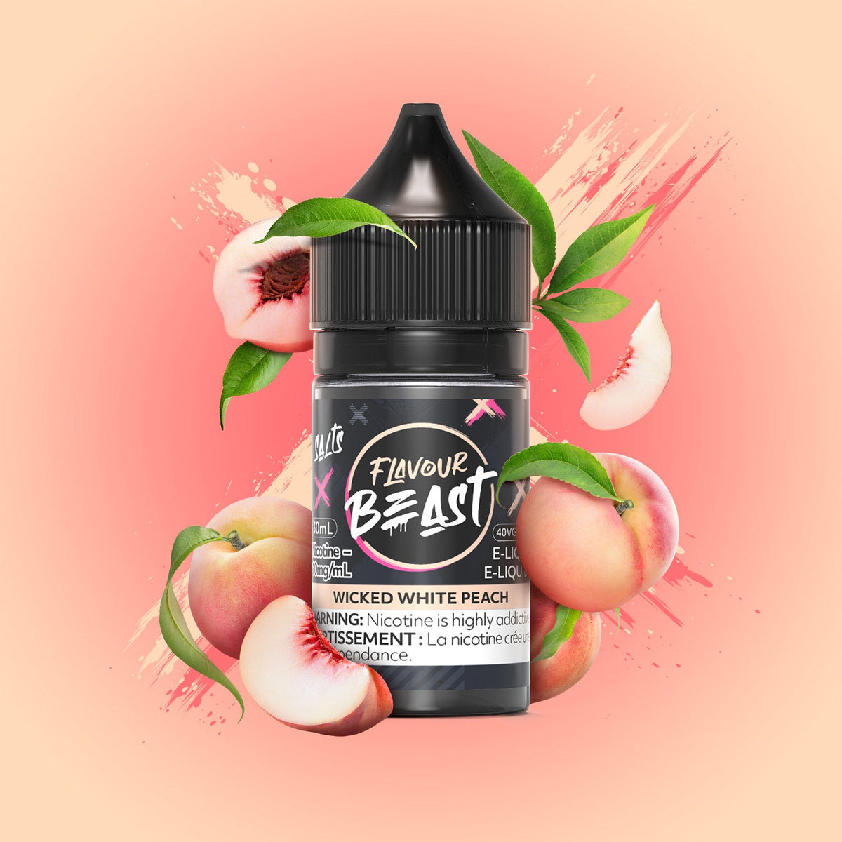Wicked White Peach Vape - Flavour Beast E-Liquid (MB) - 20mg/mL (30mL)