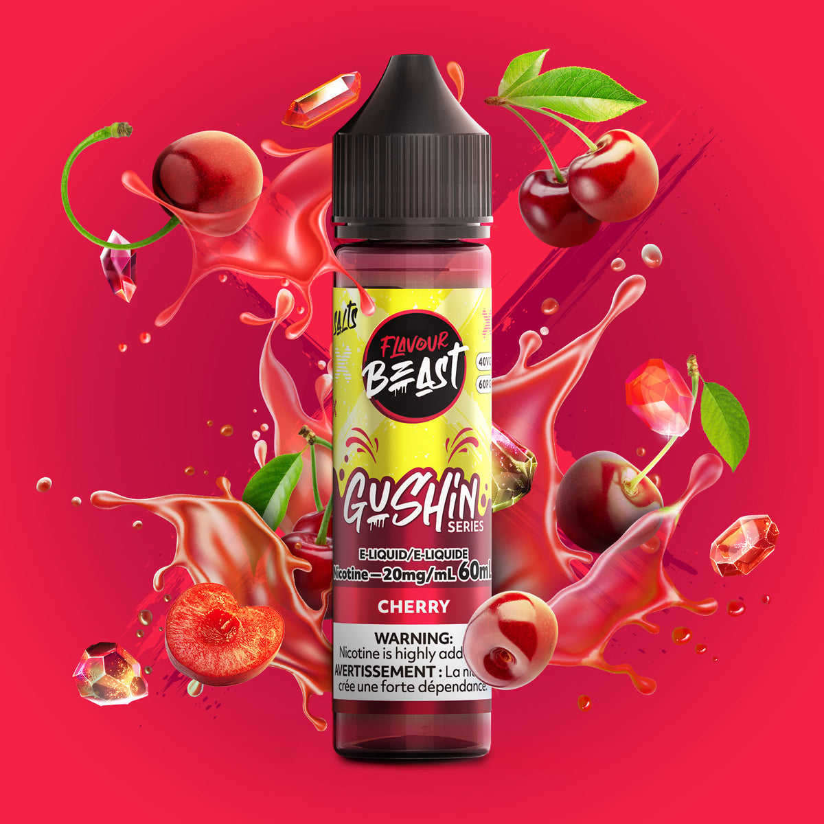 Flavour Beast E-Liquid - GUSHIN Cherry (ON) - 20mg/mL (60mL)