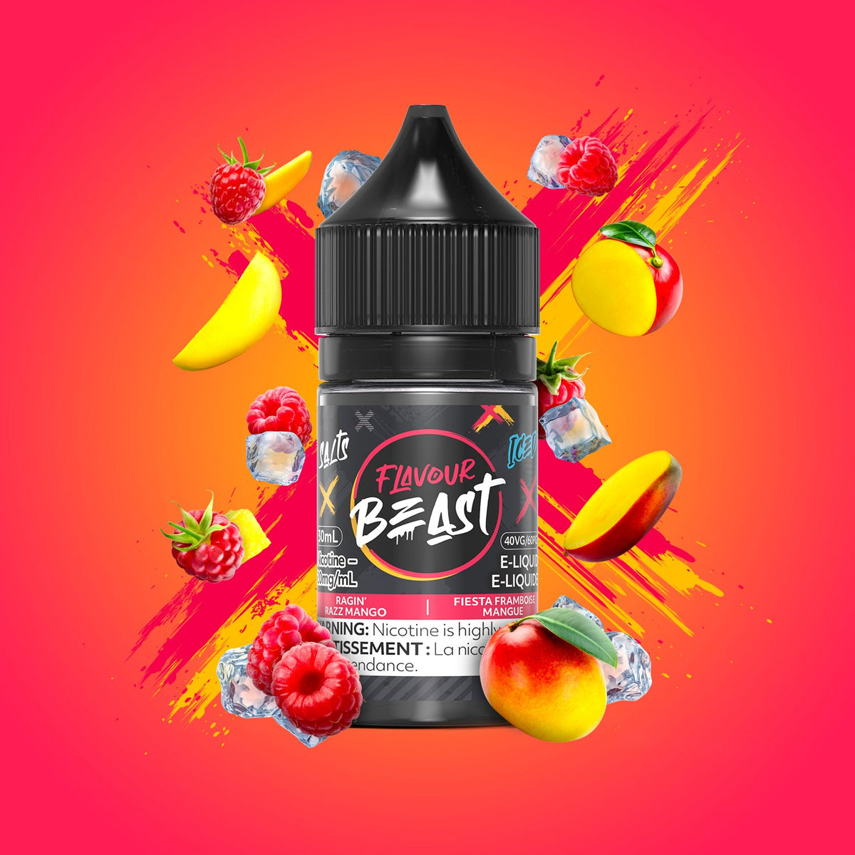 Ragin' Razz Mango Iced Vape - Flavour Beast E-Liquid - 20mg/mL (30mL)