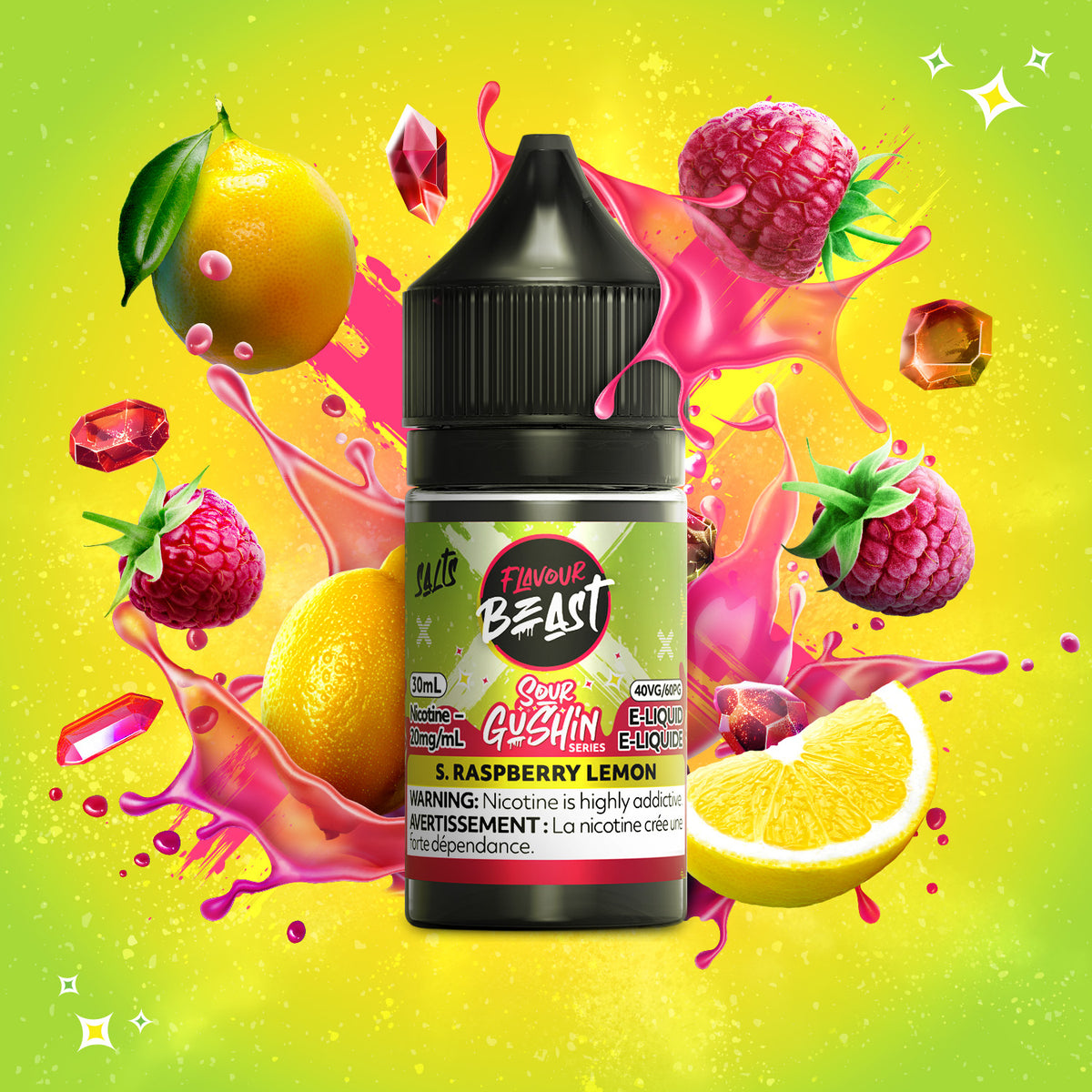 Flavour Beast E-Liquid - SOUR GUSHIN S. Raspberry Lemon (ON)