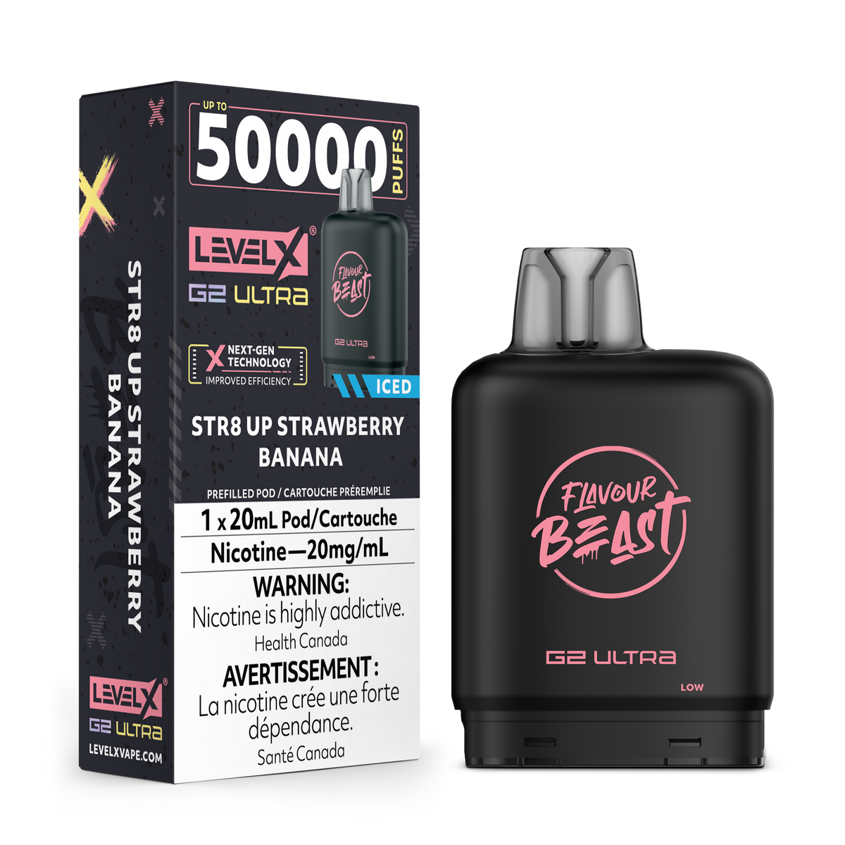 Level X G2 Ultra Pod - STR8 UP Strawberry Banana Iced