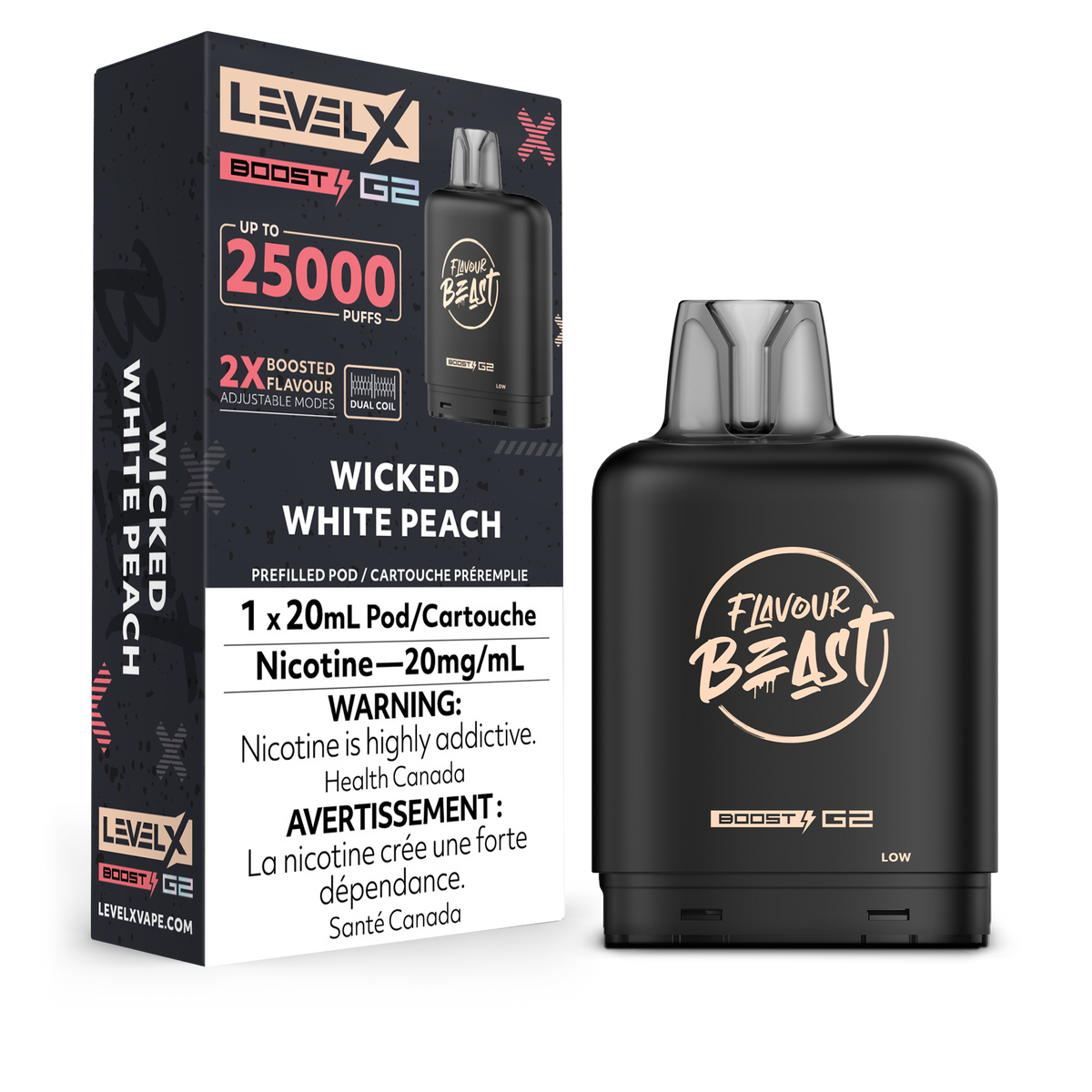 Level X Flavour Beast Boost G2 Pod - Wicked White Peach