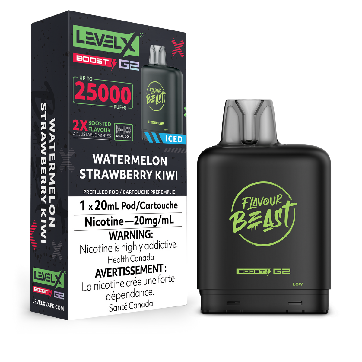 Level X Boost G2 Pod - Watermelon Strawberry Kiwi (Iced) (MB)