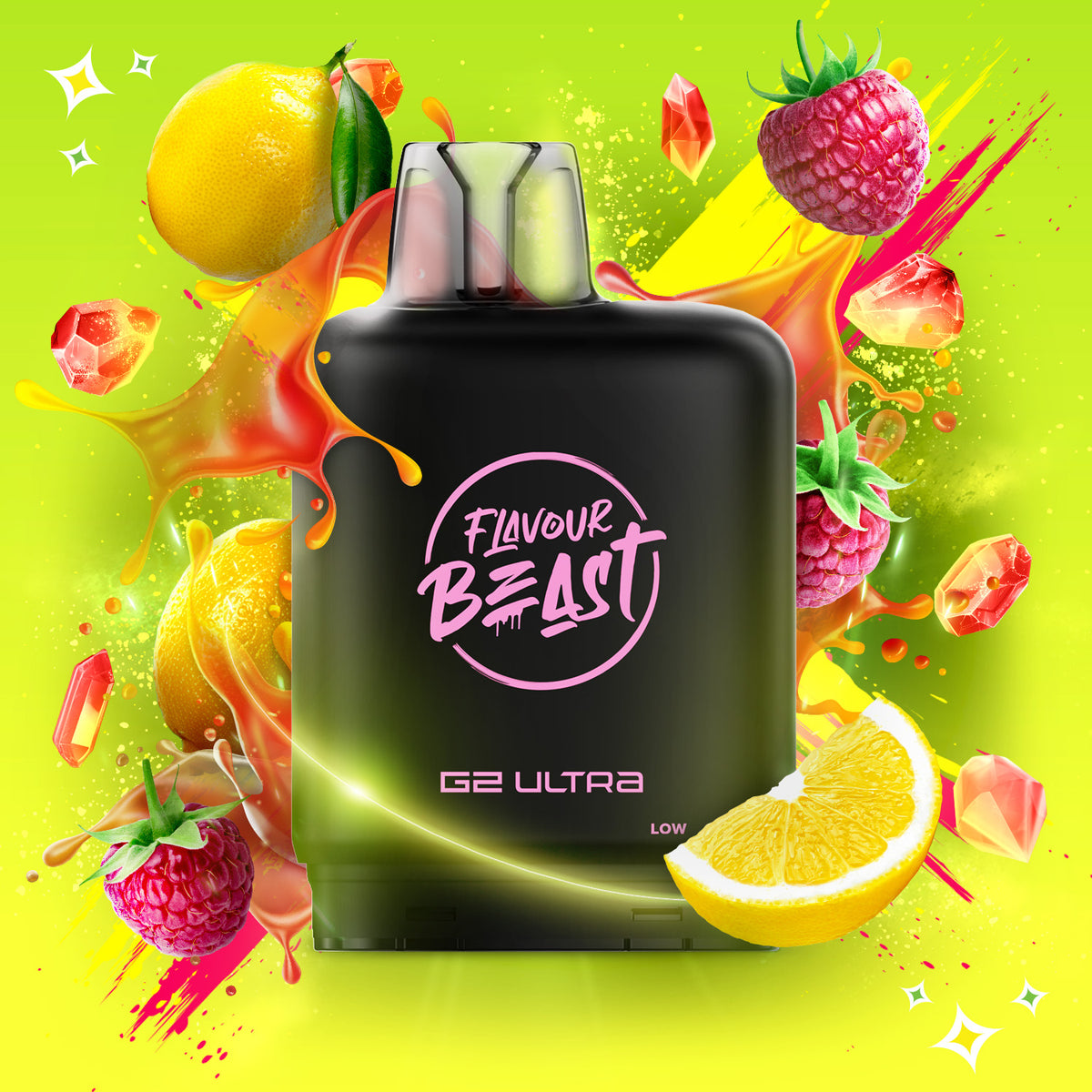 Banana Raspberry Level X Level X G2 Ultra Pod - Sour Gushin S. Raspberry Lemon (ON) – Flavour Beast