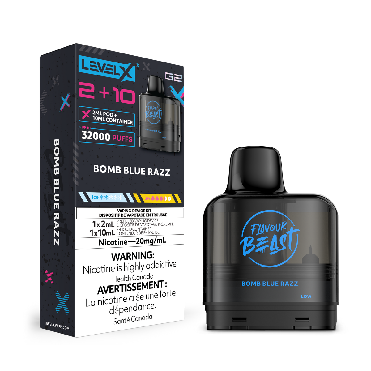 Level X G2 Pod 2+10ml - Bomb Blue Razz