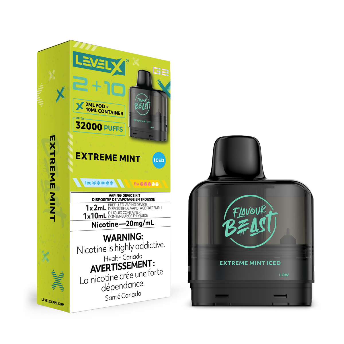 Level X G2 Pod 2+10ml - Extreme Mint Iced