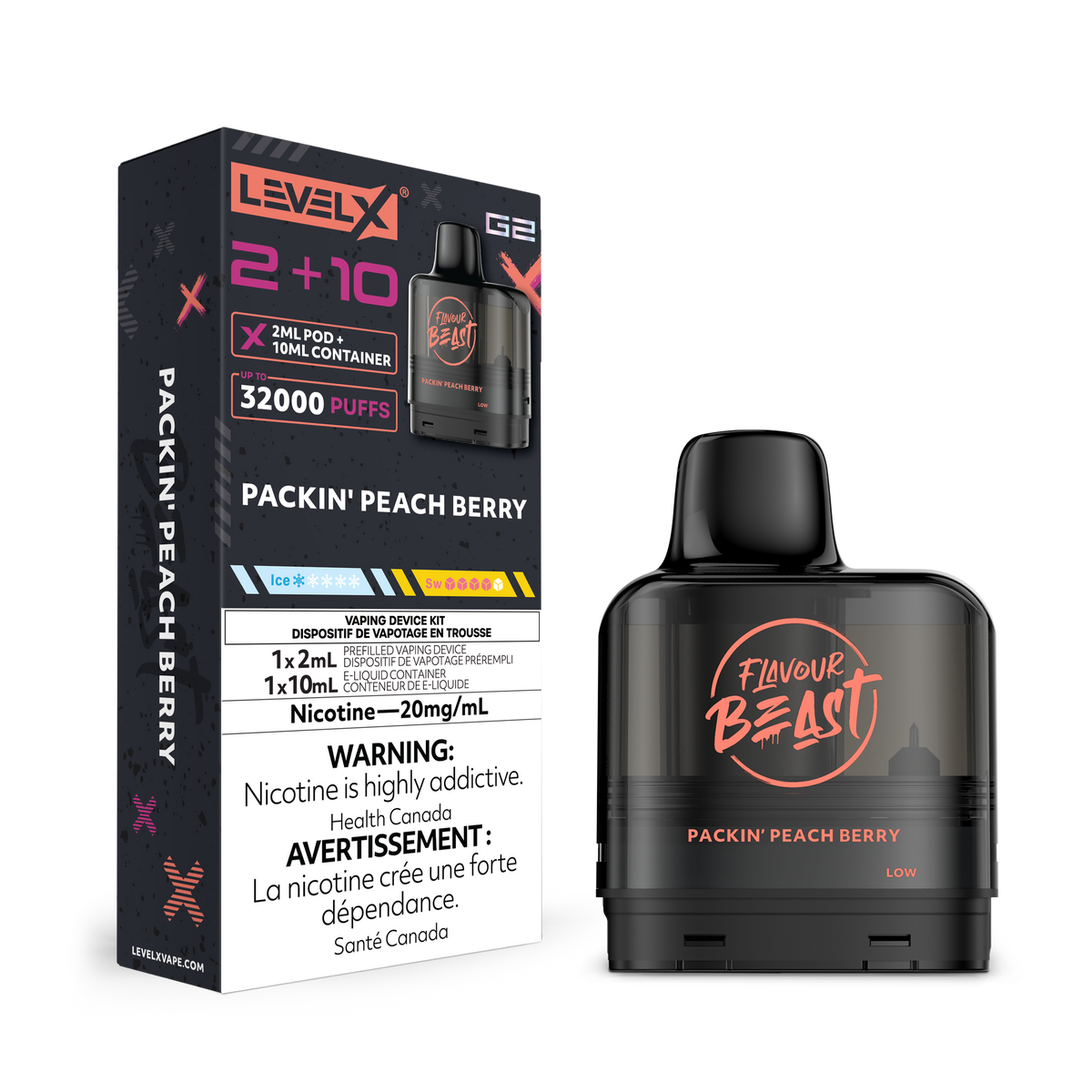 Level X G2 Pod 2+10ml - Packin' Peach Berry