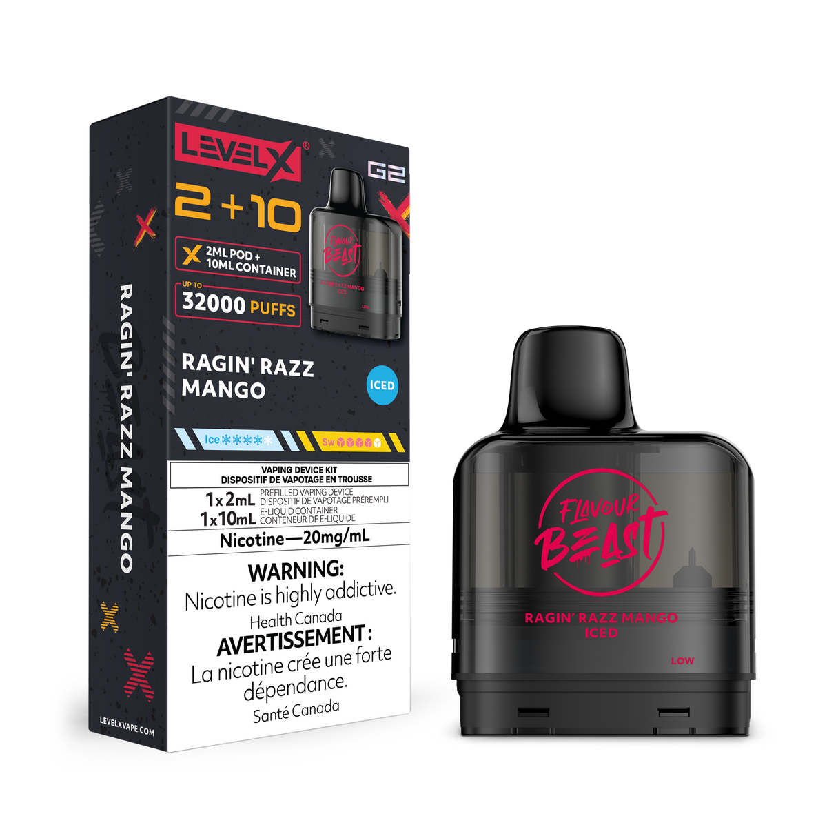 Level X G2 Pod 2+10ml - Ragin' Razz Mango Iced
