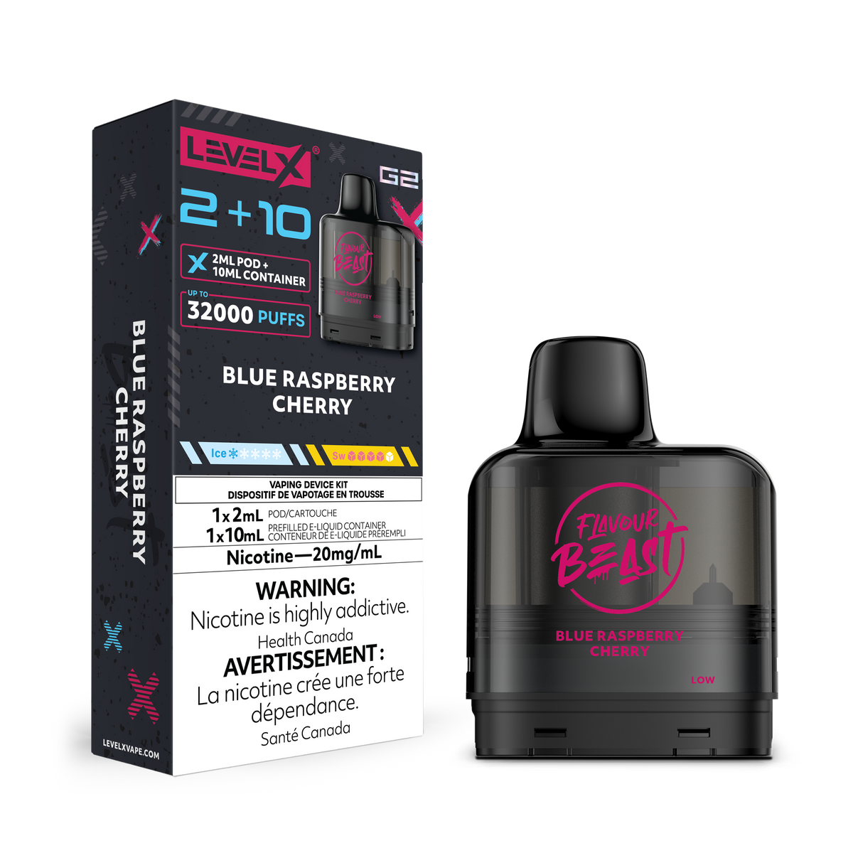 G2 Blue Raspberry Level X G2 Pod 2+10ml - Blue Raspberry Cherry – Flavour Beast