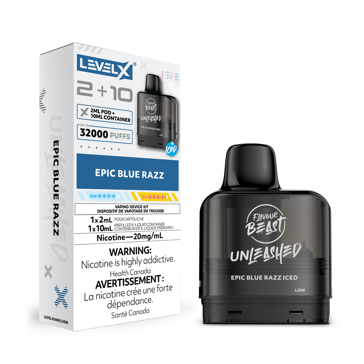 Level X G2 Pod 2+10ml Unleashed - Epic Blue Razz Iced