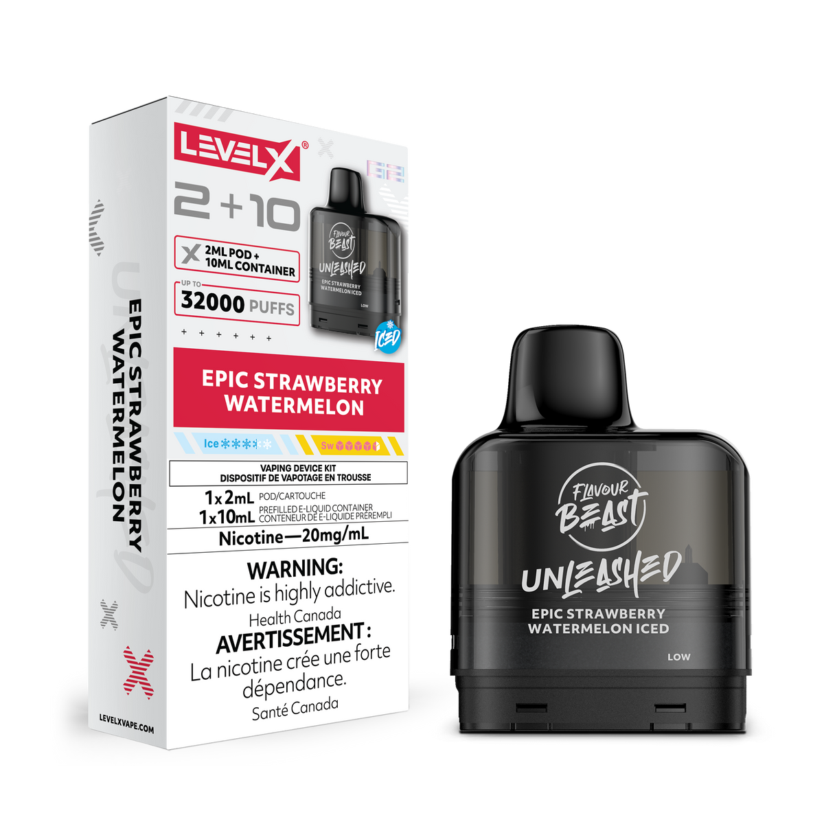 Level X G2 Pod 2+10ml Unleashed - Epic Strawberry Watermelon Iced