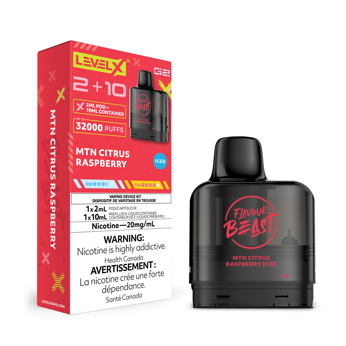 Level X G2 Pod 2+10ml - MTN Citrus Raspberry Iced