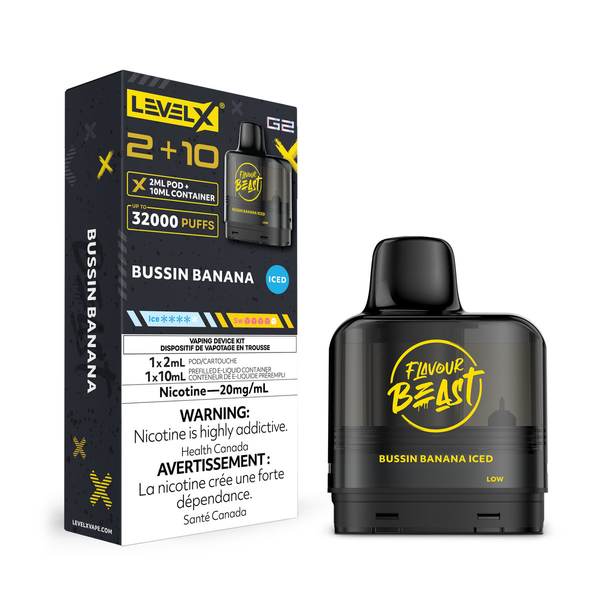 Level X G2 Pod 2+10ml - Bussin Banana (Iced)
