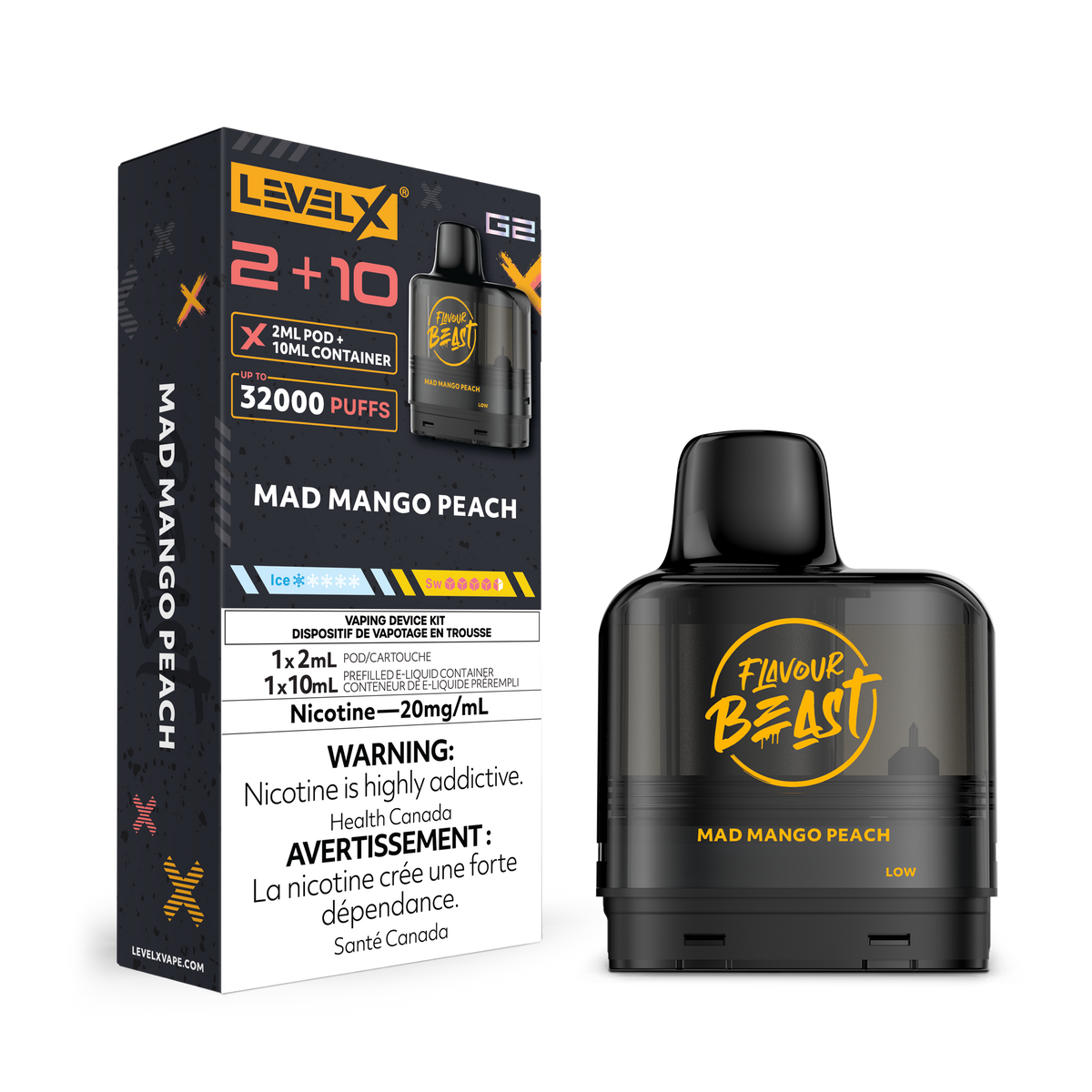 Level X G2 Pod 2+10ml - Mad Mango Peach