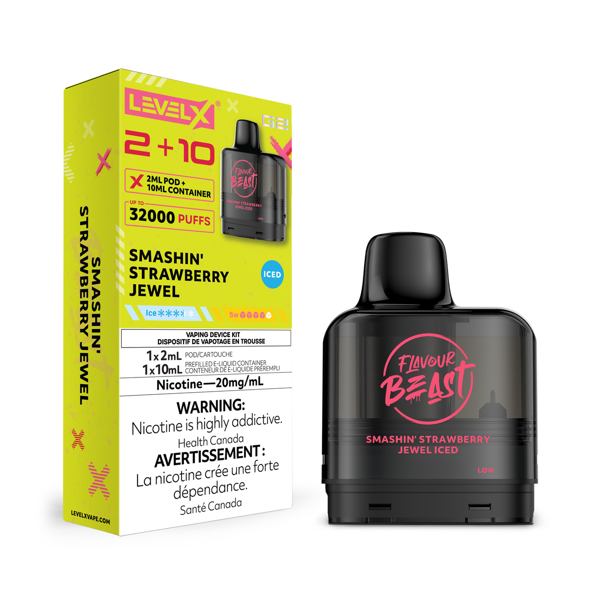 Level X G2 Pod 2+10ml - Smashin' Strawberry Jewel (Iced)