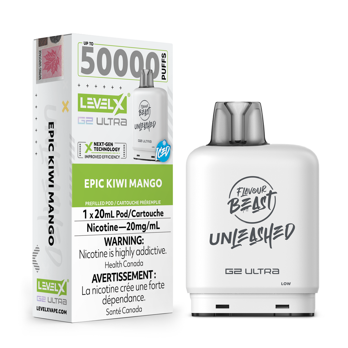 Level X Unleashed G2 Ultra Pod - Epic Kiwi Mango Iced (ON)