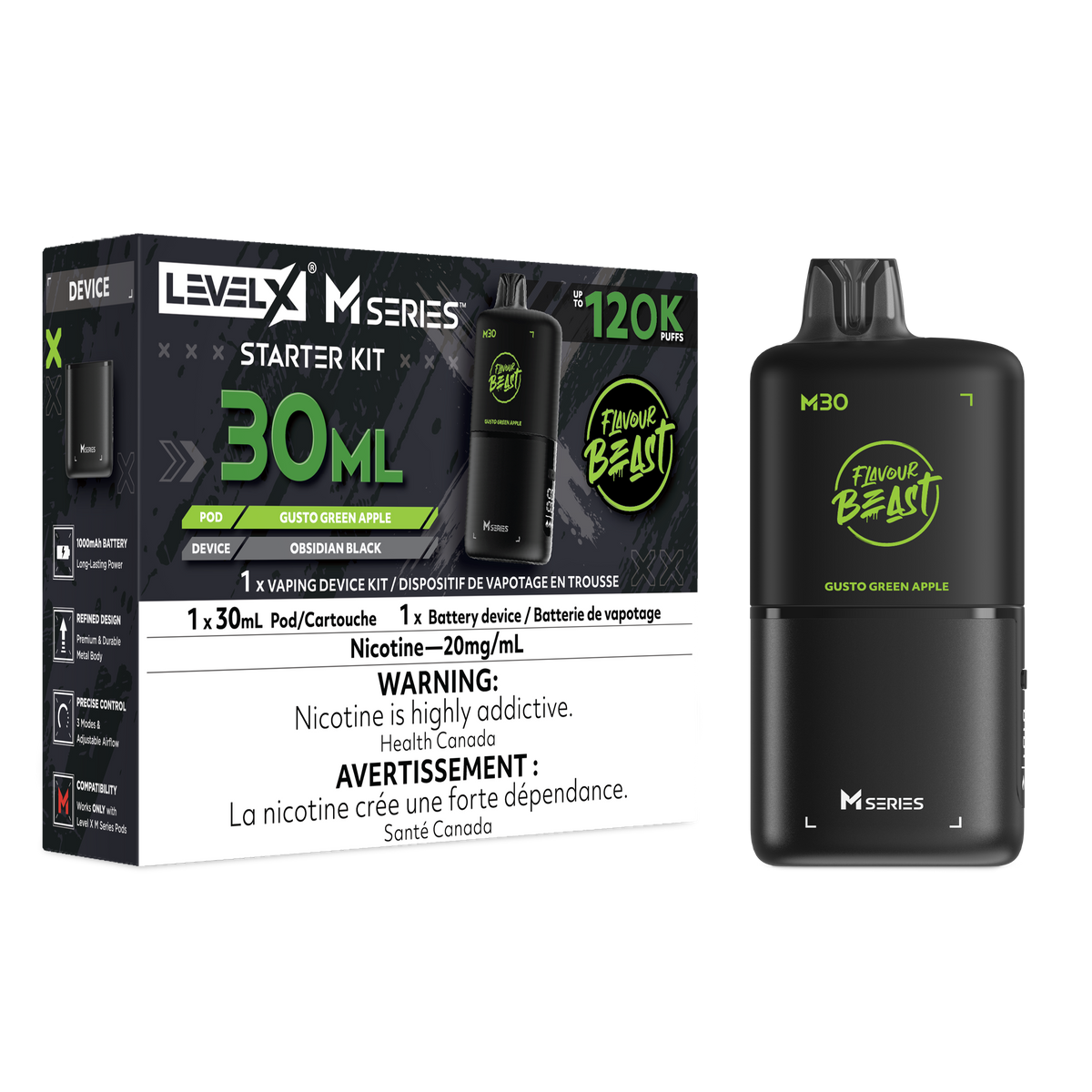 Level X FB M30 Series Starter Kit - Gusto Green Apple (ON)