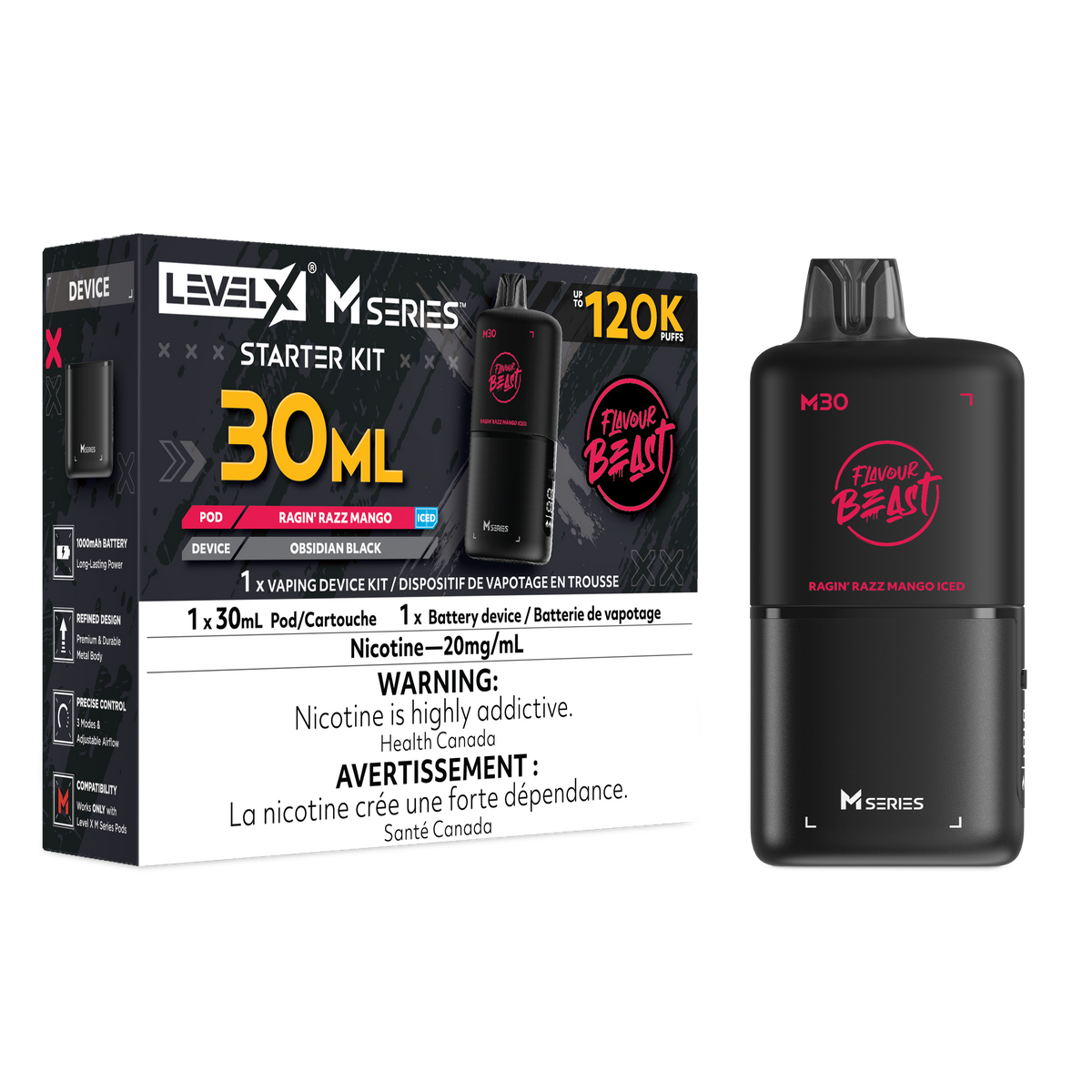 Level X FB M30 Series Starter Kit - Ragin' Razz Mango (Iced) (ON)