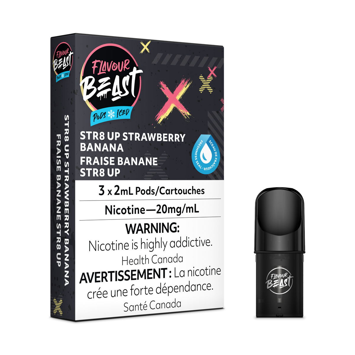 Pod Pack - STR8 UP Strawberry Banana Iced 2